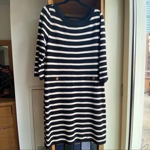 St. John black and white striped dress